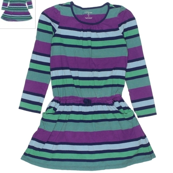Lands' End Other - Land's End Long Sleeve Striped Dress Girl's Small S 7-8 Pockets Round Neck EUC